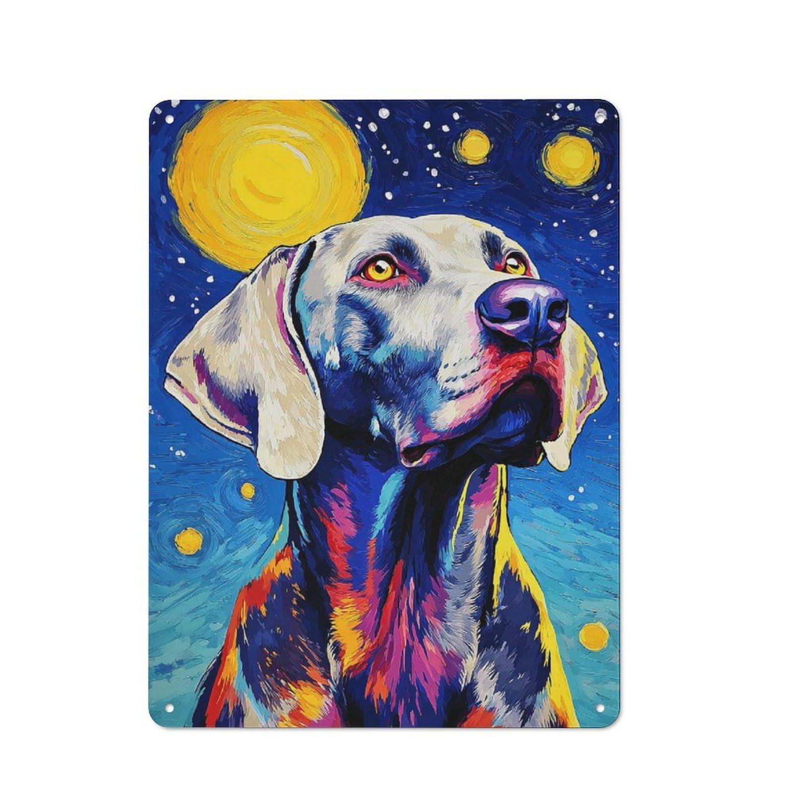Junmoney Starry Night Dog Portrait Metal Wall Art Sign 40X30cm, Vintage Vintage Wall Decor For Lounge, Study, Pub Or Wall Gallery