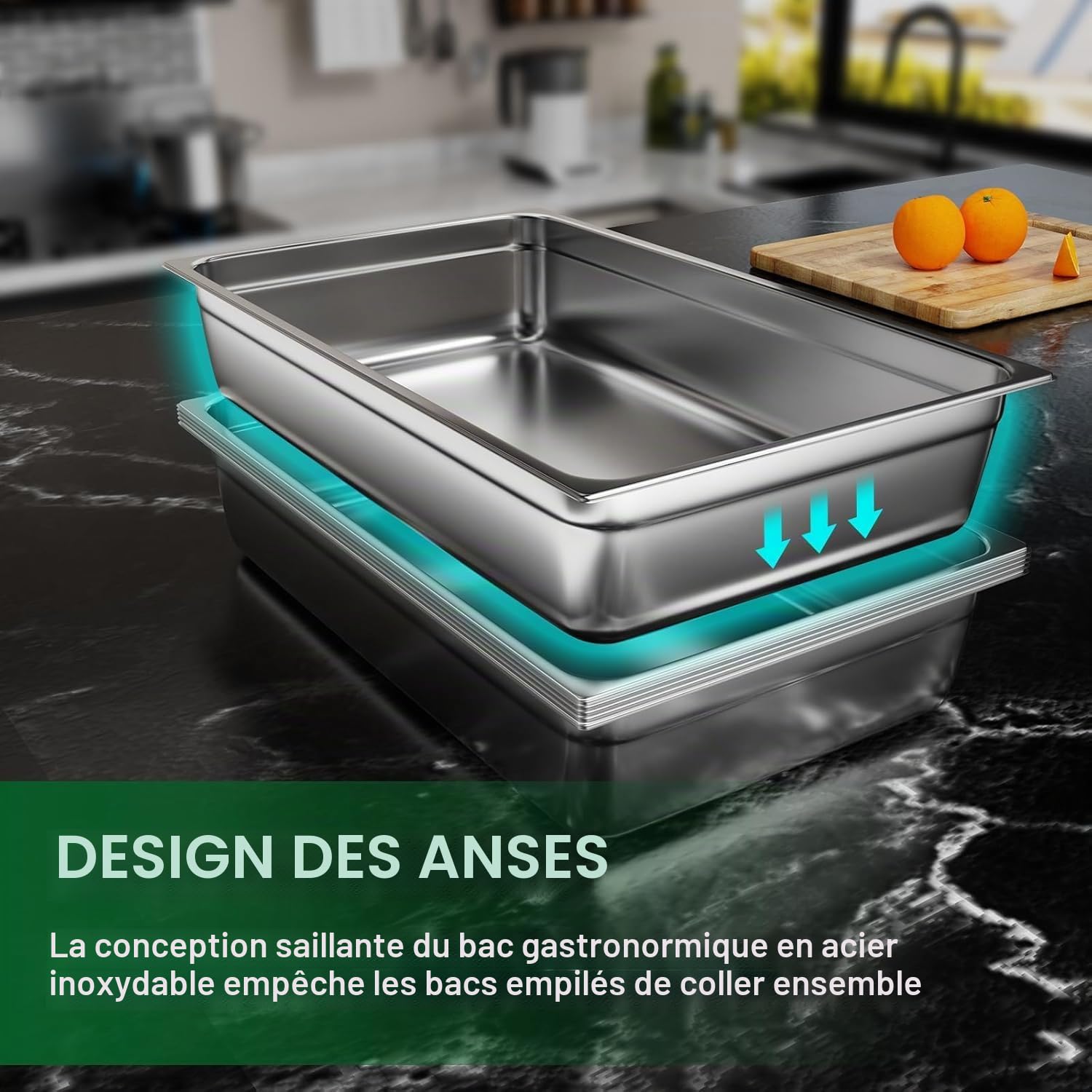 TAIMIKO Bac Gastronorme GN 1/1 Lot de 6, Récipients en acier inoxydable Bain-marie 1.0 mm d'Épaisseur 1260g par pièce, Bac Inox Alimentaire pour Four, Réfrigérateurs, Stockage, Restauration