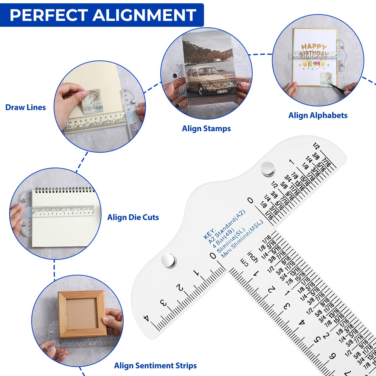 Yuanchu 6 Inches/15cm Acrylic Clear T Square Ruler, 3 Pack Drafting Tools T Ruler Scrapbooking Ruler for Crafting Drafting and General Layout Work Art Framing & Drafting Scrapbooking Crafting - Image 7