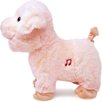 Cuddle Barn - Barnyard Buddies Pig | Animated Piggy Stuffed Farm Animal Plush Toy | Walks and Plays Song Farmer in The Dell, 8 Inches