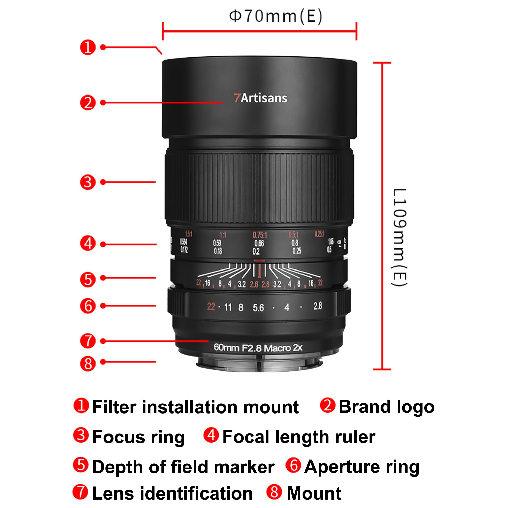 Amazon.com : 7artisans 60mm F2.8 Macro 2X Lens for Sony E
