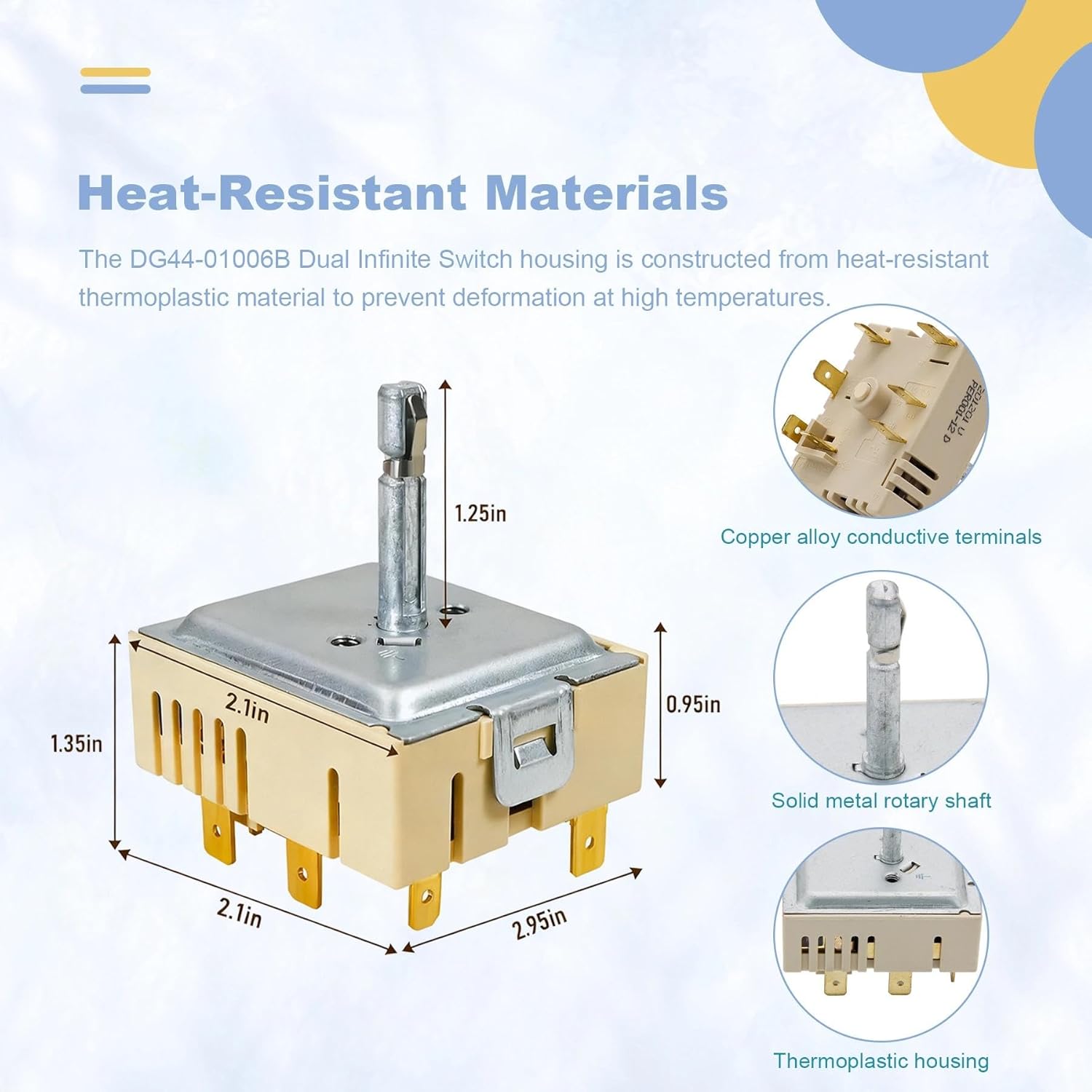 DG44-01006B Dual Burner Infinite Switch Compatible with Samsung Range Oven Regulator Surface Unit Switch Fit for Samsung NE59J7750WS NE58K9850WS NE59M4310SS Replacement Part PER001-12D