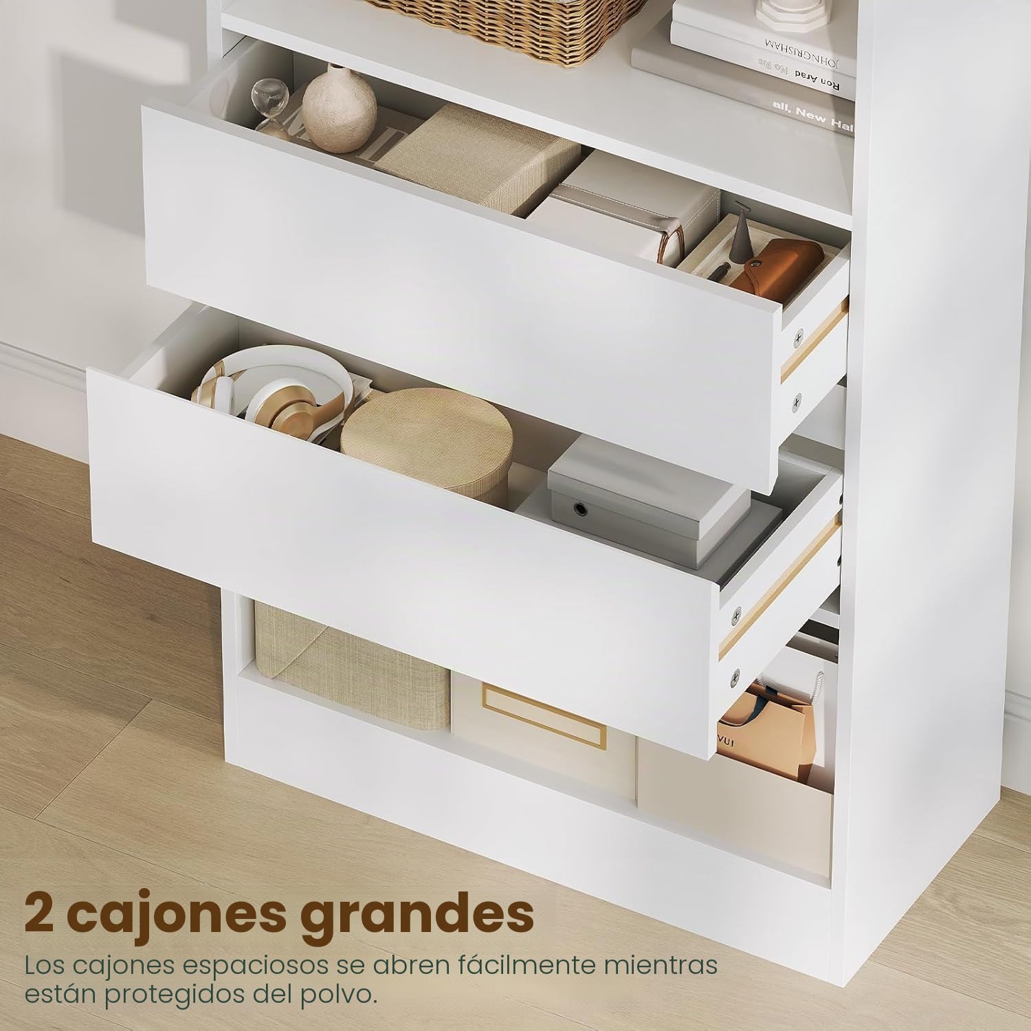 Estantería con Compartimento Abierto de Madera para Cocina Multiusos para Baño, Estantería Alta para Baño con Estantes Ajustables para Salón, Dormitorio