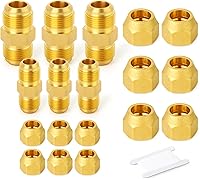 Vista 27 de GASHER 10 piezas de conector de tubo con abocinamiento SAE de latón, conector de tuerca de 1/2 pulgada para aire acondicionado, extensión de cobre