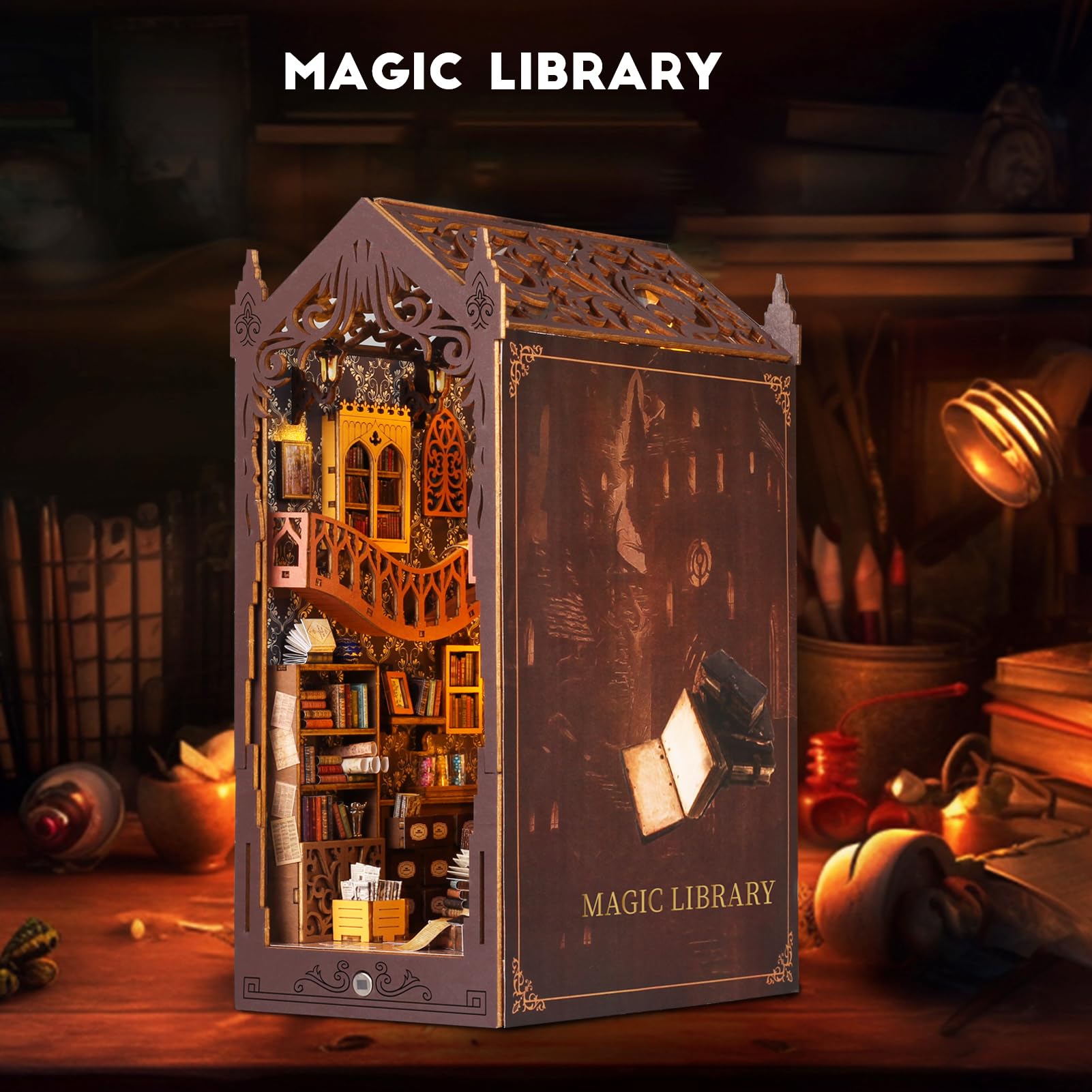 DIY Book Nook Kit "Magic Night Alley" – 3D Holzpuzzle Mit LED, Puppenhaus Für Bücherregal, Geschenk
