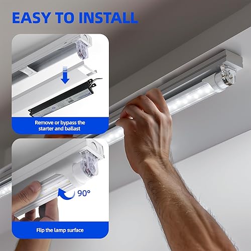 Vista 12 de Barrina Bombillas LED de 8 pies, 44 W, 5500 lm 6500 K, superbrillantes, tubo de luces LED T8 T10 T12, luces LED FA8 de un solo pin, cubierta