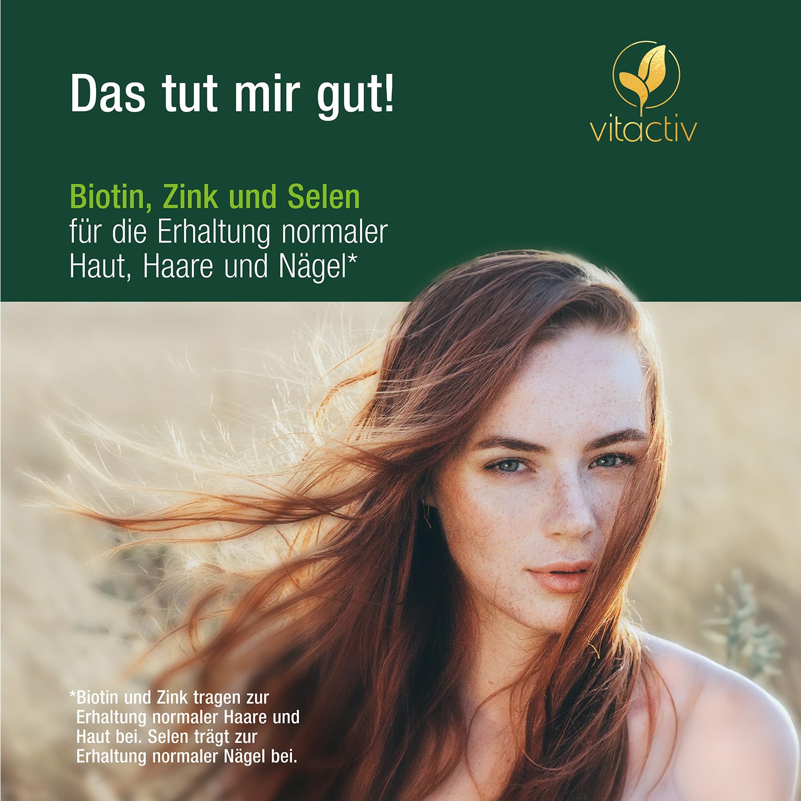 VITACTIV Biotin Zink Selen - Haut Haare Nägel Tabletten, Hochdosiert mit 10000 mcg Biotin pro Tagesverzehr - Herstellung in Deutschland, Laborgeprüft - Vegan, Zuckerfrei - 1095 Stück, Jahresvorrat