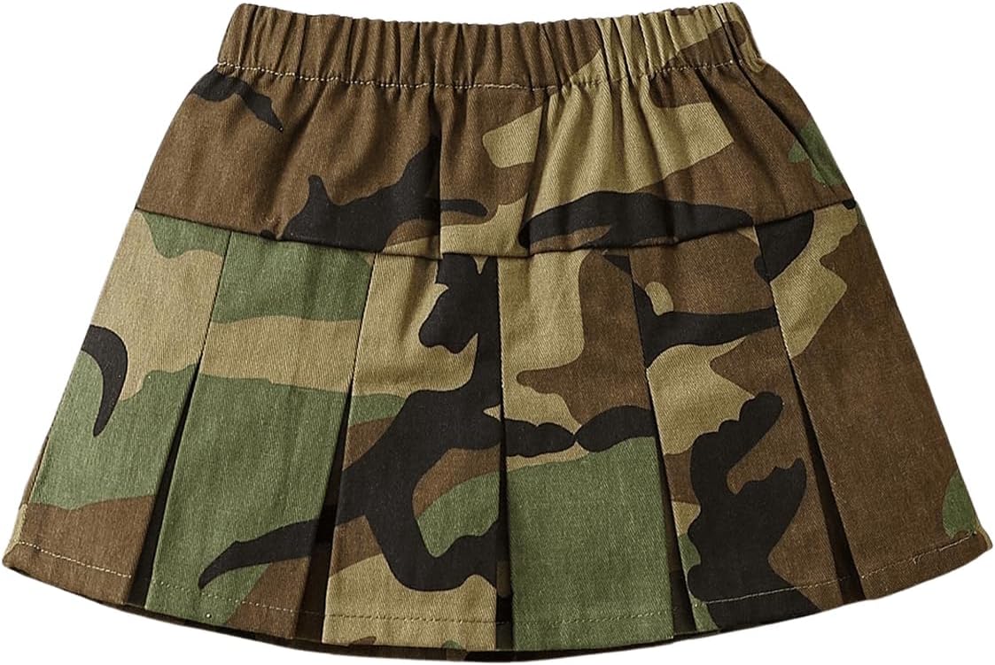 SOLY HUX Toddler Girl's High Waist Pleated Skirt Elastic Camo Skirts Summer Skater Skirts - Image 2