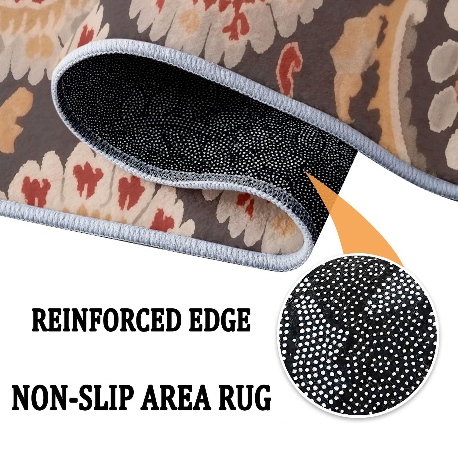 Générique Lavable Tapis Imprimé Marron Foncé - Traditionnel Floral Mandala Motif Moderne Flanelle Antidérapant Tapis, 160 x 230 cm Moquette Décoration pour Salon Chambre Cuisine