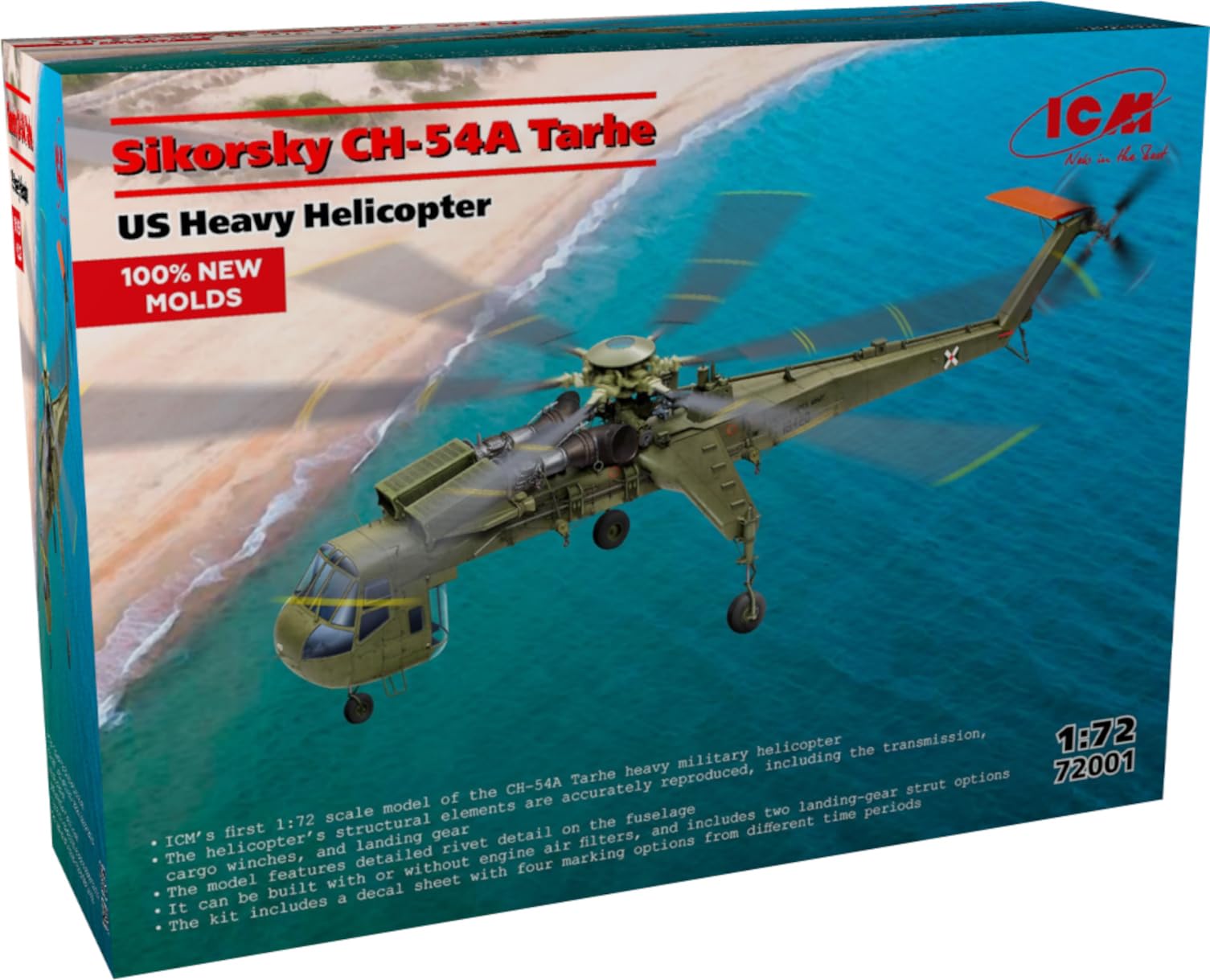 ICM 72001 1/72 US Heavy Transport Helicopter Sikorski CH-54A Talhe Plastic Model