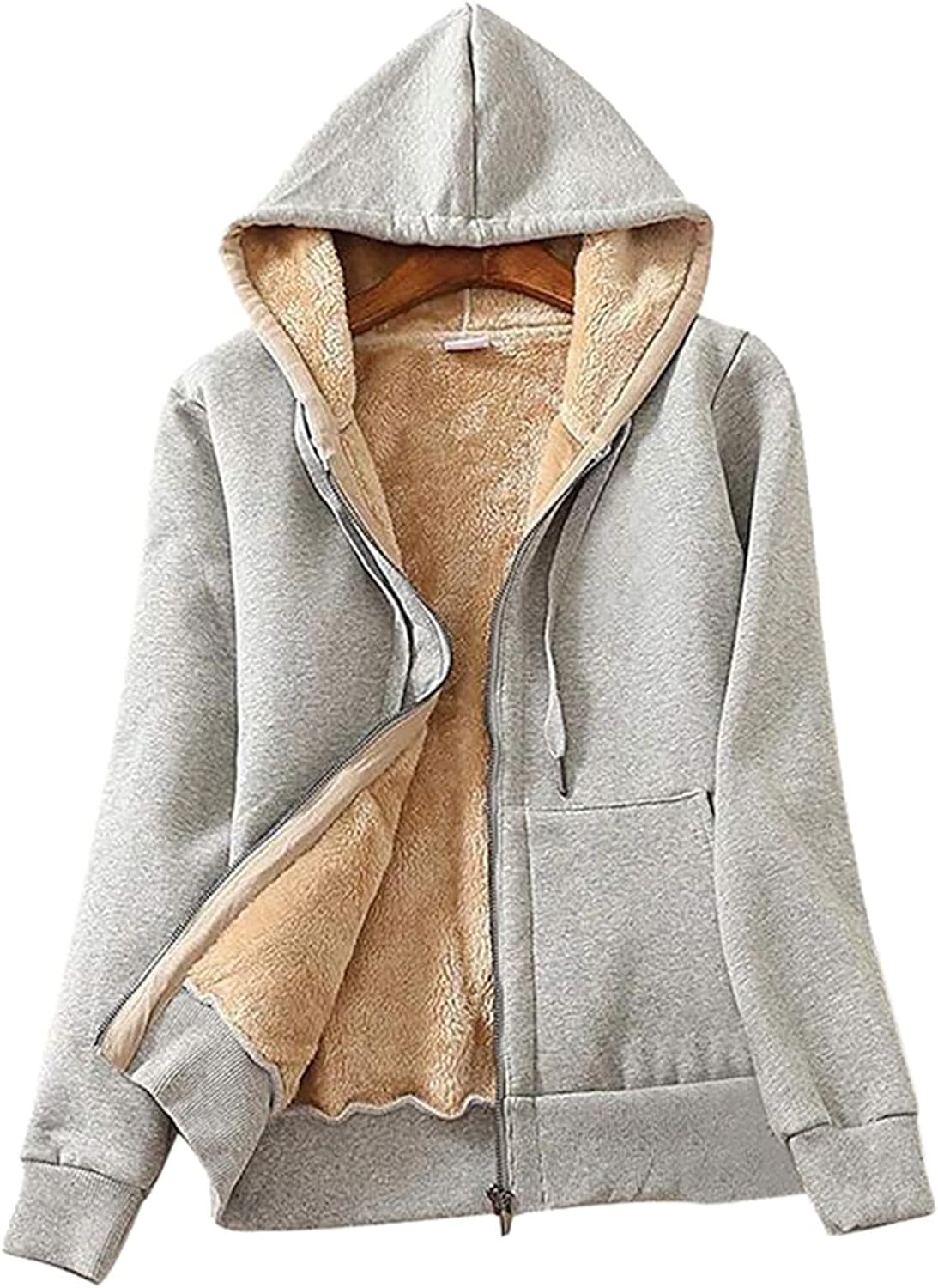 Peigen Winter Coats for Women, Warm Fleece Jacket Coat Long Sleeve Casual Zip Up Hooded Sweatshirt for Women Elegant Outwear : Sports & Outdoors