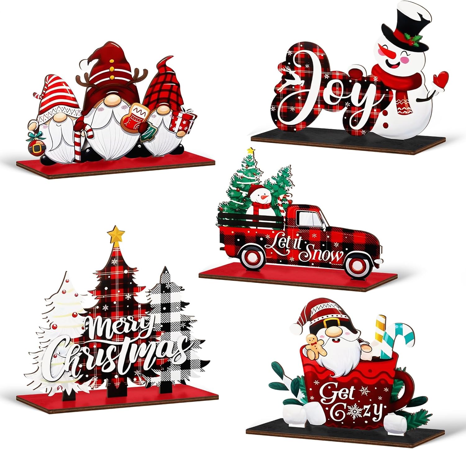 5 PCS Christmas Table Decorations Wooden Christmas Table Centerpieces Xmas Snowman Santa Claus Gnome Signs Merry Xmas Toppers for Tiered Tray Table Top Decor 5 PCS Christmas Table Decorations Wooden Christmas Table Centerpieces Xmas Snowman Santa Claus Gnome Signs Merry Xmas Toppers for Tiered Tray Table Top Decor