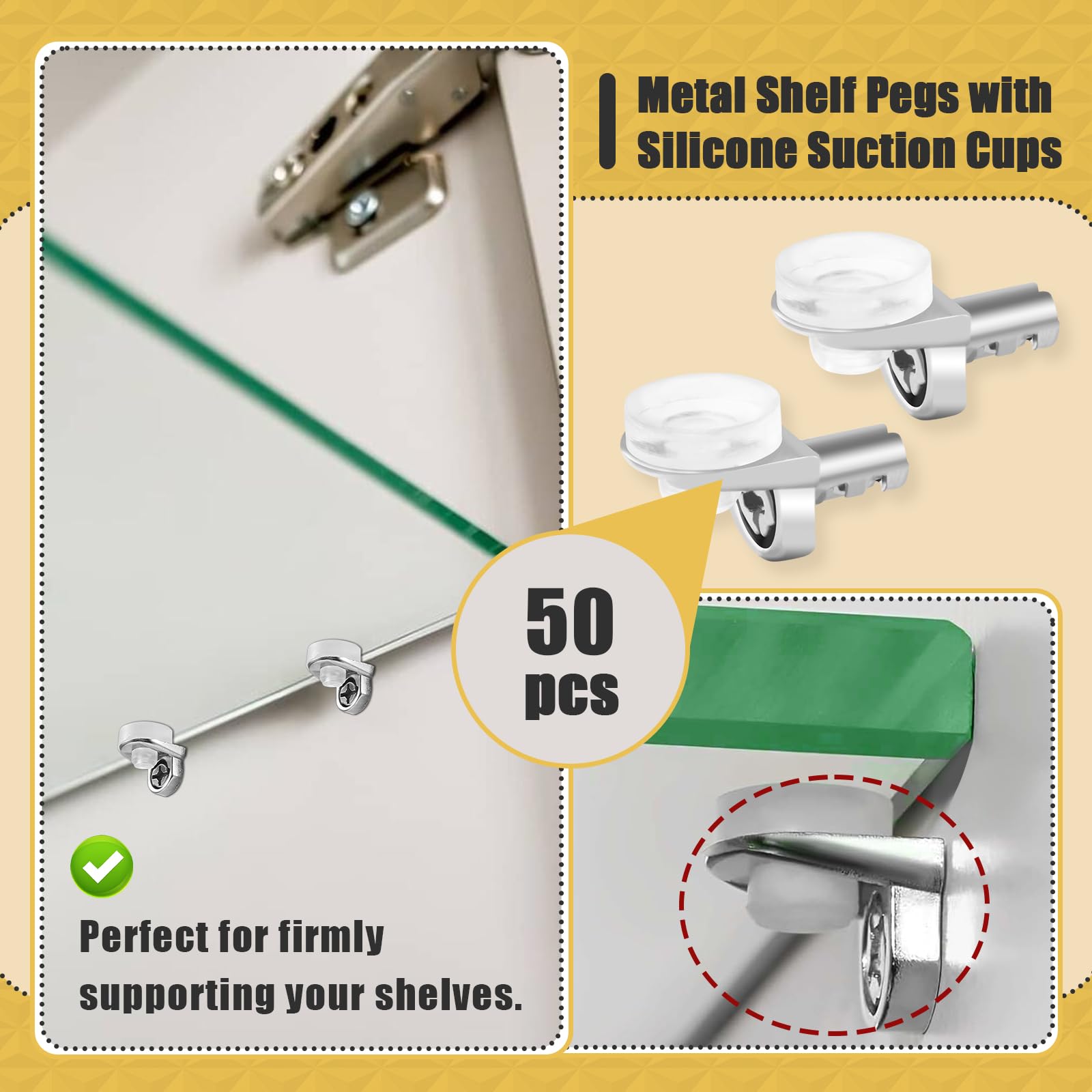50 Pcs 1/5 Inch 5mm Shelf Pins - Cabinet Shelf Pegs with Silicone Suction Cups, Heavy Duty Shelf Pins for Support Kitchen Furniture, Shelf Pegs 5mm — Amazon image 2