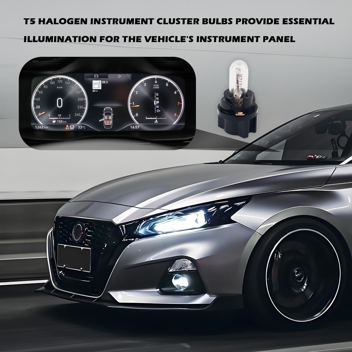 20PCS Halogen Instrument Cluster Bulbs Kit,T5 17 57 79 86 207 286 306 2721 Dash Light Bulbs for Car Gauge Cluster,12V High Brightness Dash Lights for Car Interior Replacement