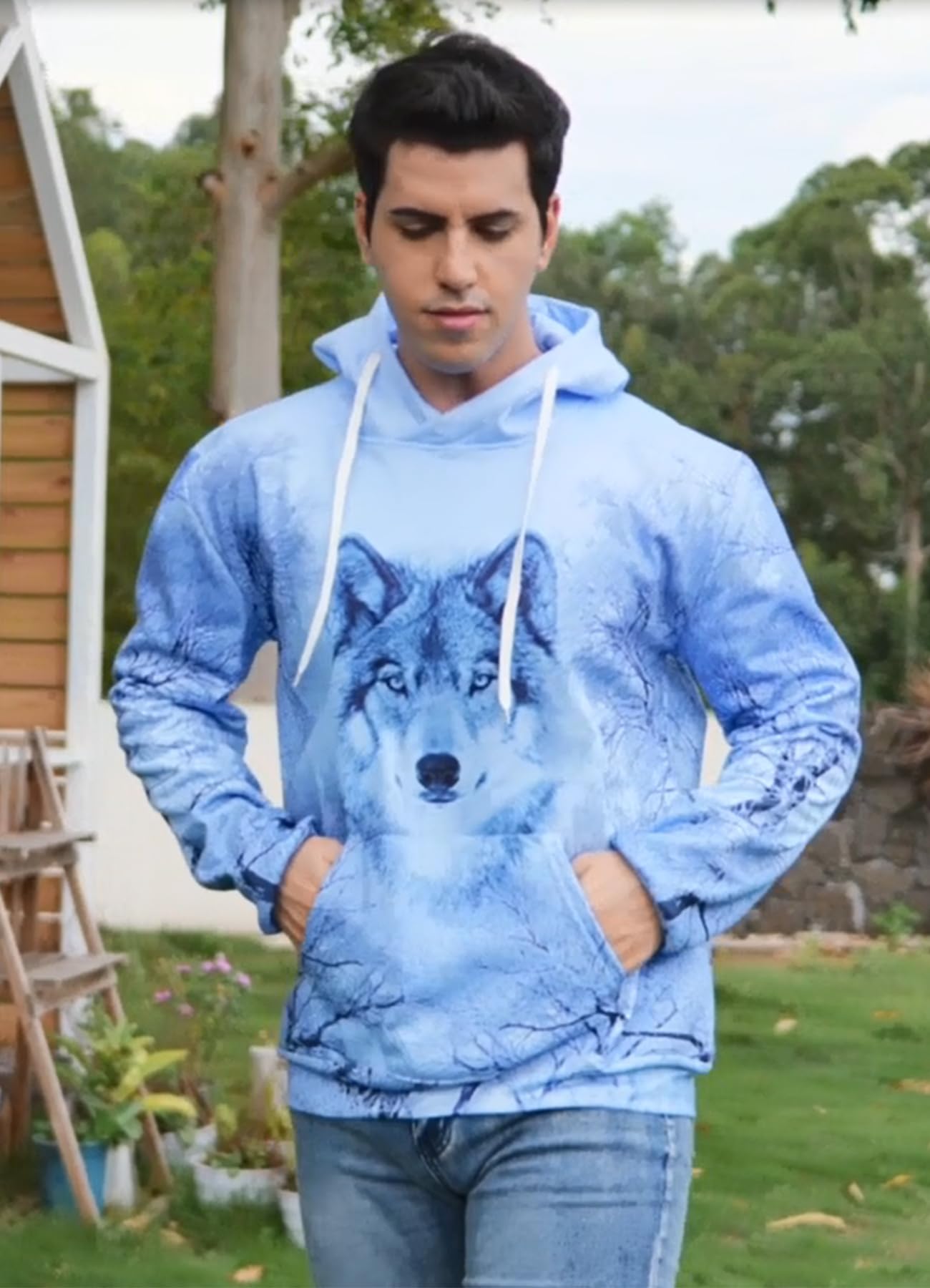 Fanient Sweat à Capuche en Polaire pour Homme et Femme Imprimé Fantaisie 3D Manches Longues avec Capuche pour Homme et Femme