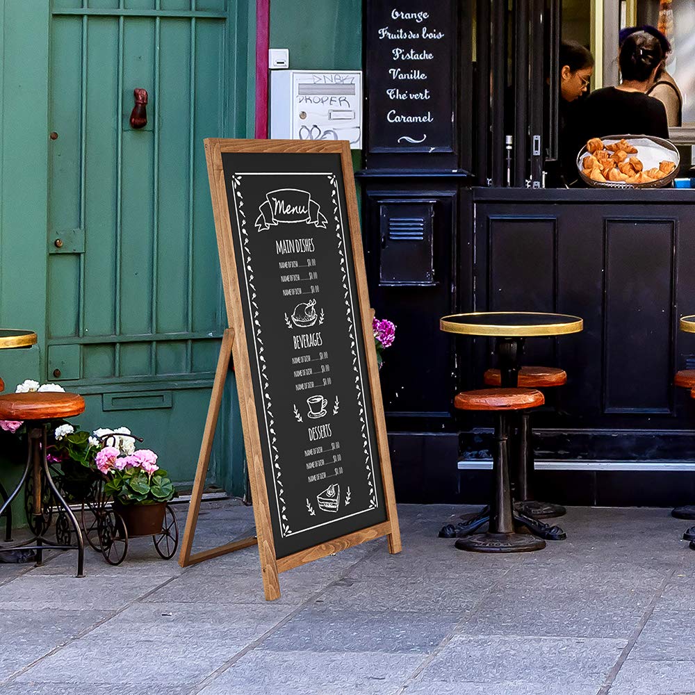 cabde madera vintage para clientes Escaparate de madera | Escaparate publicitario con carteles de madera maciza de haya certificada | Superficie de escritura 44 x 102 cm