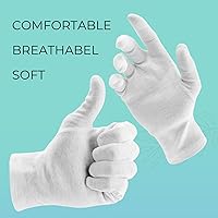 Vista 3 de 12 pares de guantes de algodón, guantes blancos para manos secas, guantes de algodón para dormir, guantes de noche hidratantes, guantes blancos 100%