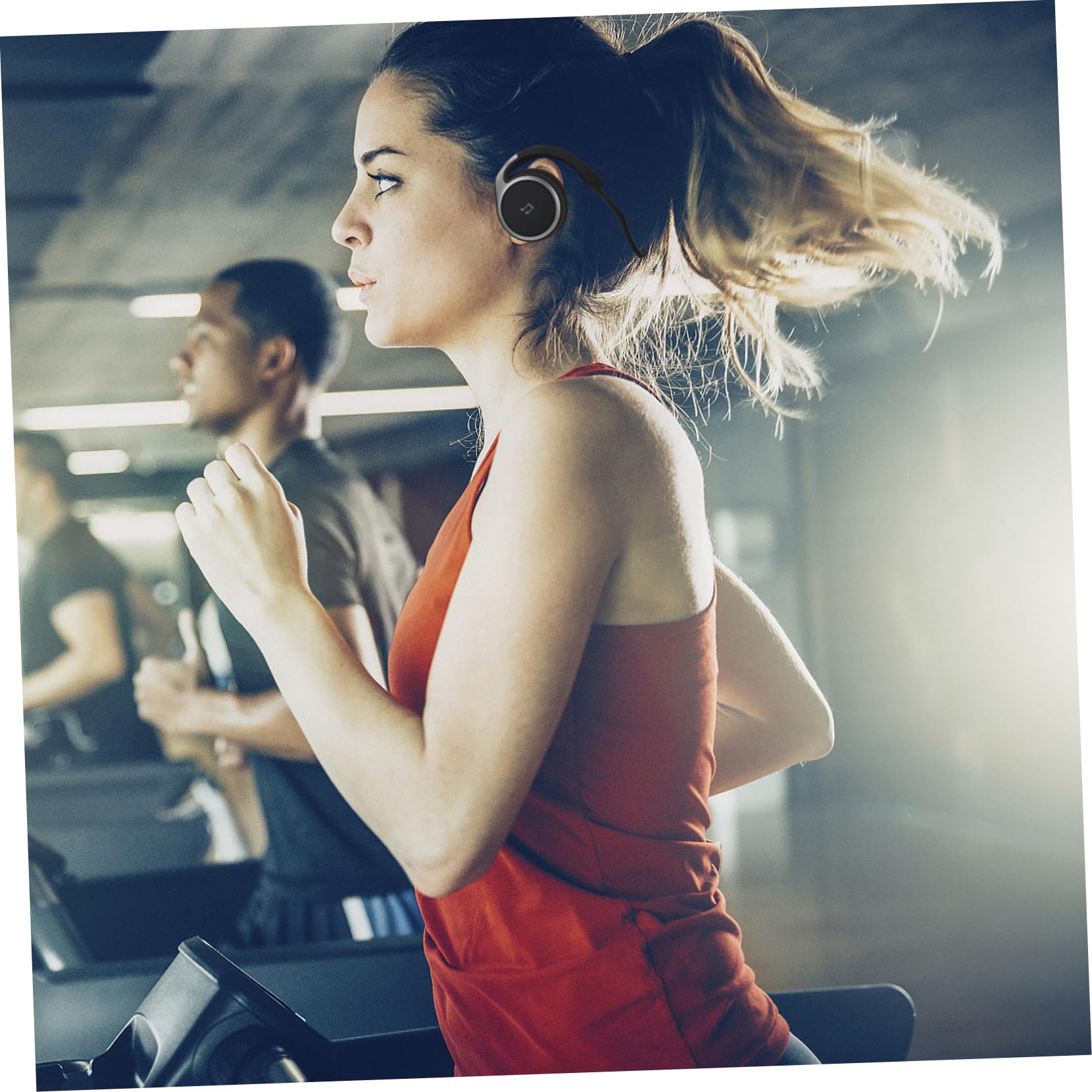 Happyyami Fil Légers et Confortables Noirs Écouteurs Sport à Contour d'oreille Version 4.1 Lunettes pour Running et Randonnée et Running et Randonnée