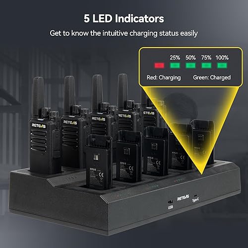 Miniatura 2 de Retevis RT68H Radio de 2 vías de largo alcance (paquete de 10) con cargador de 10 vías, walkie talkies recargables para adultos, carga más fácil,
