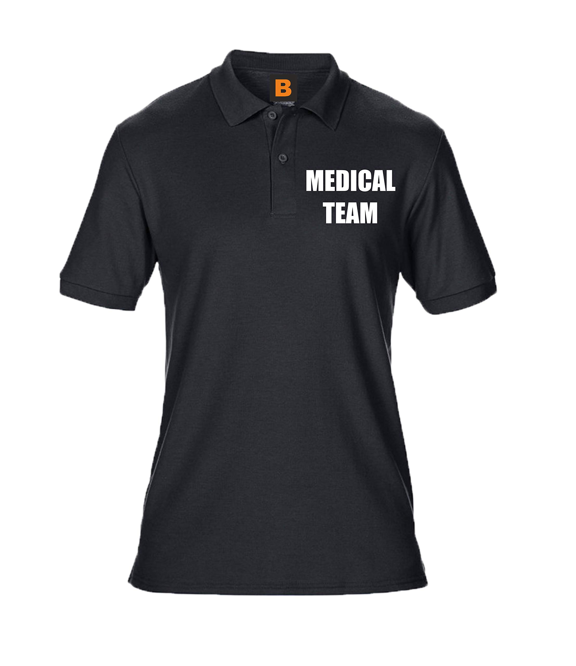 Brook Hi Vis Uk Unisex Black Medical Team Printed Polo Shirt, Medical Clothing