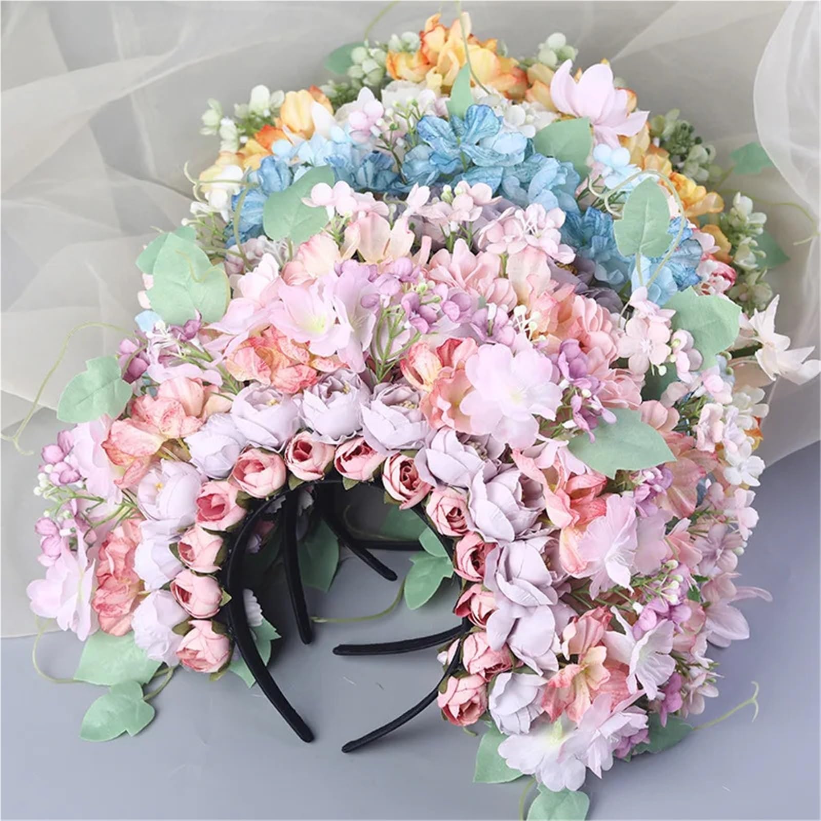 Tocado de Guirnalda Diadema de Flores fijadas en la Cabeza para Accesorios de Pelo de Las niñas de Las Mujere(Color7)