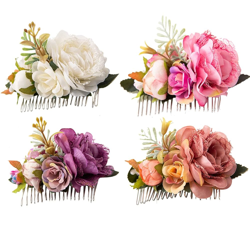 Amazon.com : Cinaci 4 Pack White Pink Flower Metal Hair Side