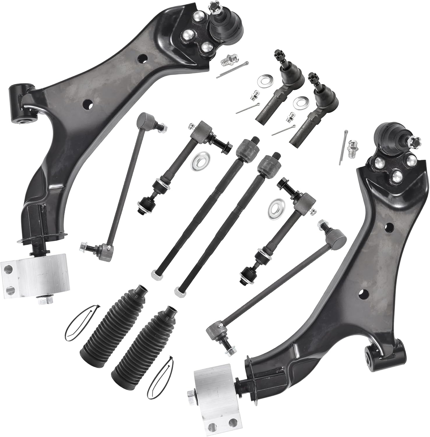 ASTARPRO - 2.4L Front End Kit for 2010-2017 GMC Terrain Chevy Equinox, Lower Control Arms w/Ball Joint Tie Rods Boots Front and Rear Sway Bars 2011 2012 2013 2014 2015 2016 Replacement - 12pc
