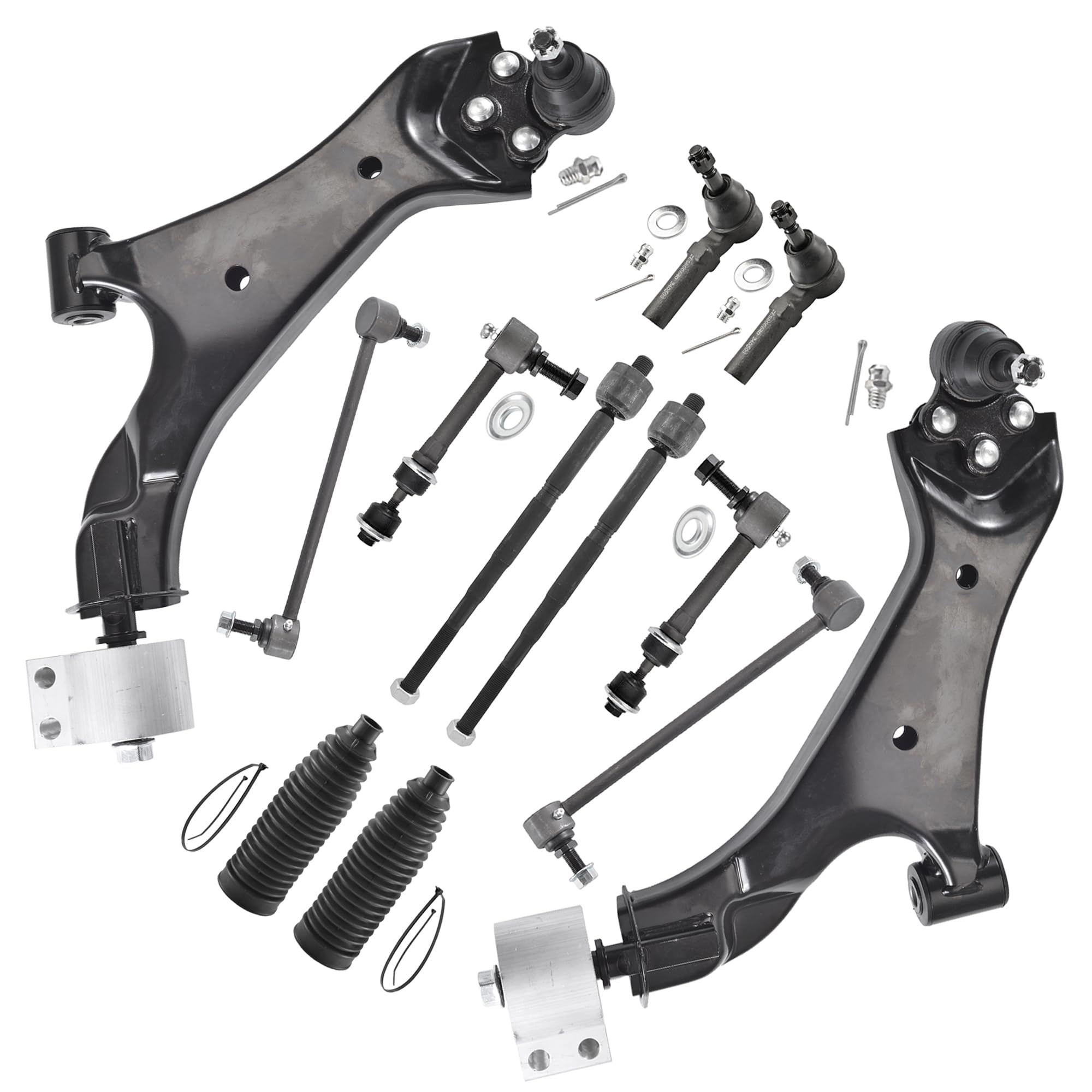 ASTARPRO - 2.4L Front Suspension End Kit for 2010-2017 GMC Terrain Chevy Equinox Lower Control Arms w/Ball Joint Tie Rods Boots Sway Bar links 2011