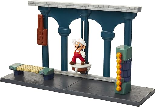 Nintendo Super Mario Lava Castle Deluxe Play Set, Includes: 2.5 Fire Mario Figure & Mechanical Features, Spinning Fireballs Tower, Swinging Pendulum, Bone Lift & Bridge