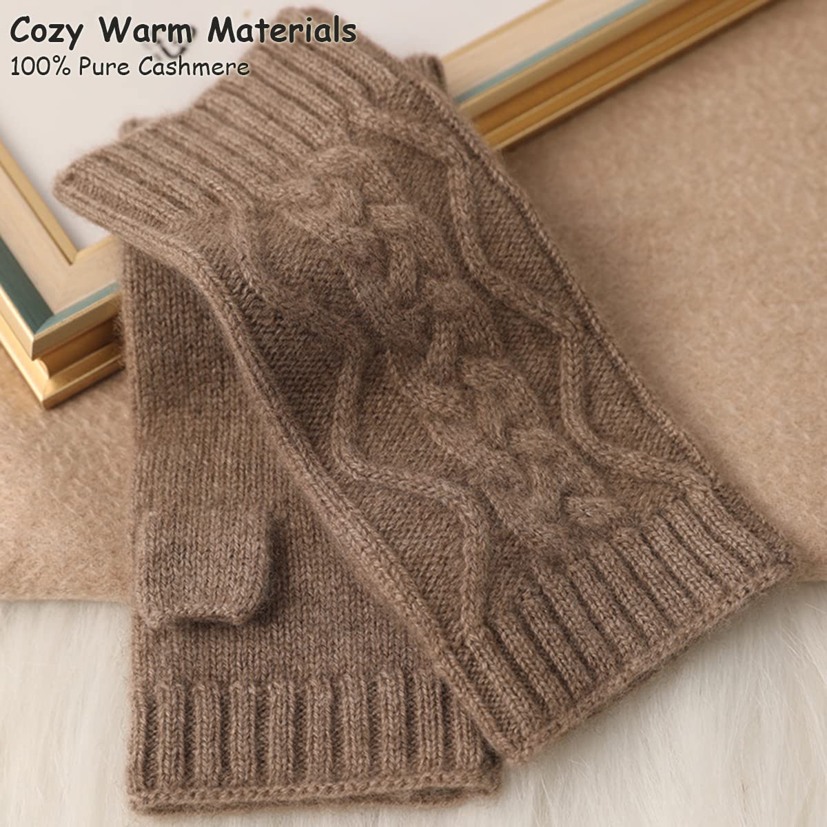Guantes Sin Dedos de Puro Cachemir para Mujeres Hombres, Guantes Invierno de Medio Dedos para Muñeca Calentadores de Manos, Suave Cálido Manopla de Sin Dedos para Regalo Parejas Purple