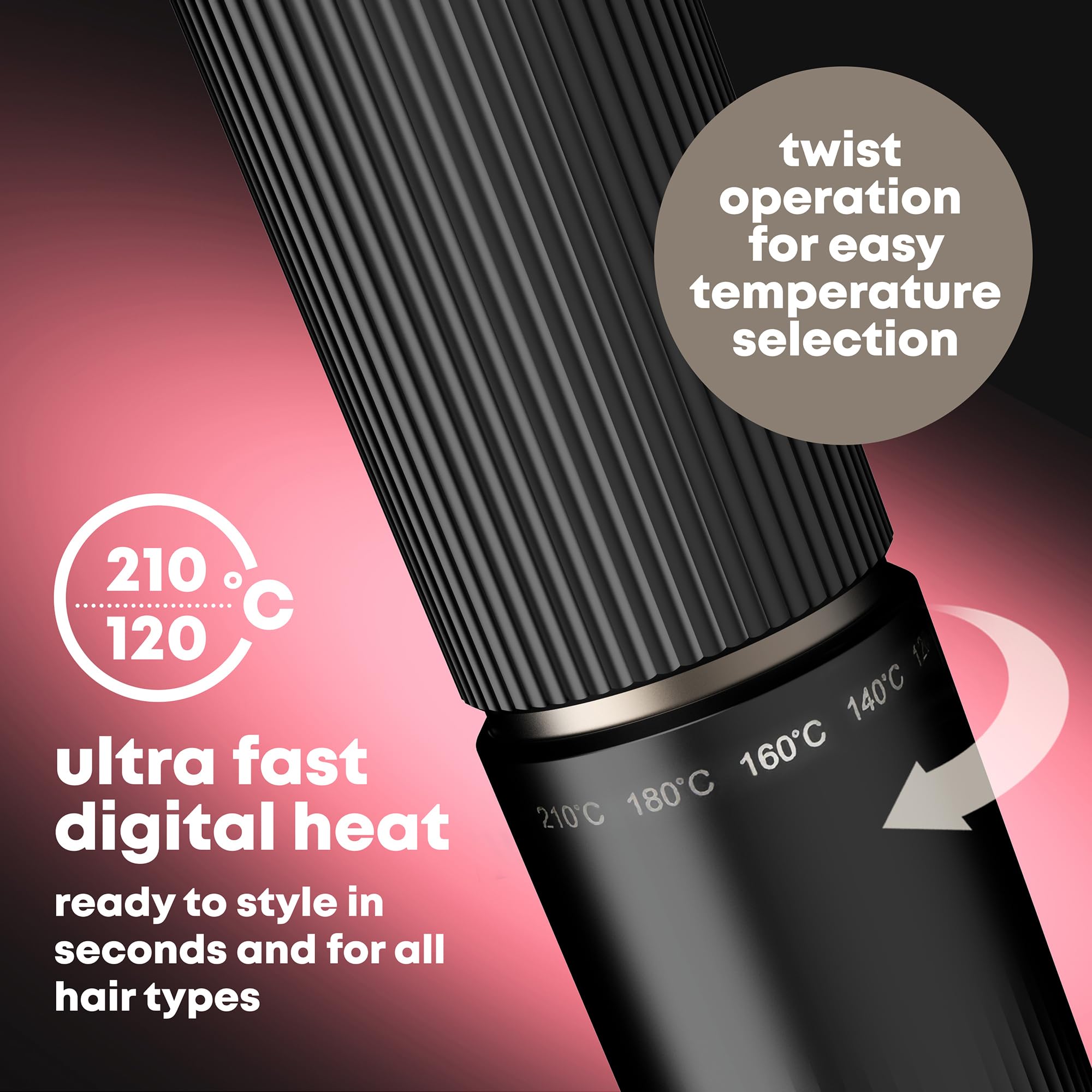 REVAMP Effortless Curls lokówka 32 mm bardzo długa lokówka - jonowy cylinder ceramiczny, równomierne ciepło, do długich włosów - profesjonalne falowanie i błyszczące loki