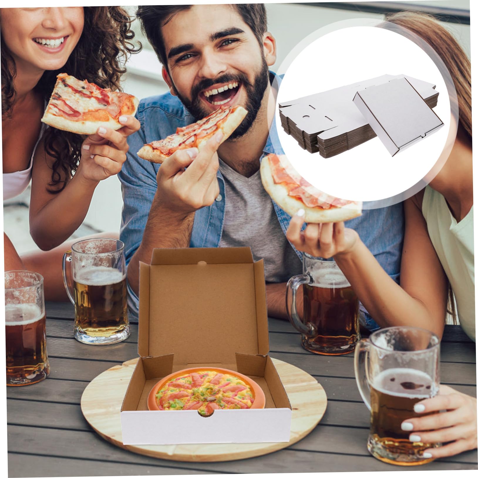 Yardenfun 30 Sztuk Białych Pudełek Pocztowych Kartonowych Małych Chrupiących Pudełek Do Pizzy Wielokrotnego Użytku Białych Przechowywania Opakowań Na Wynos Kartonów