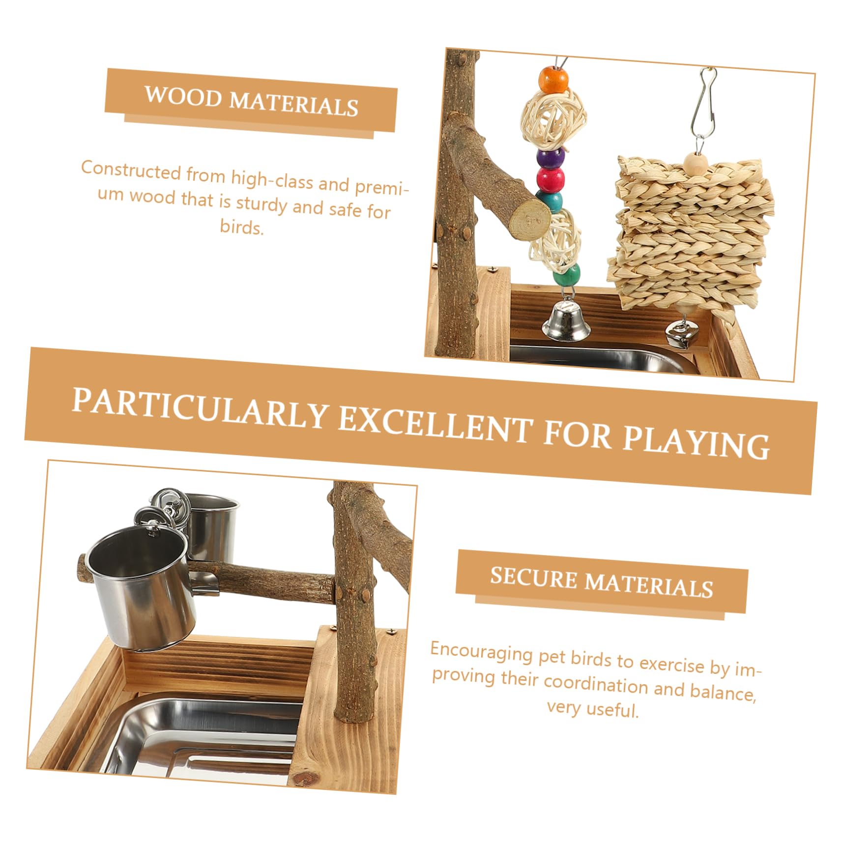BESPORTBLE Estante de Juguete para pájaros Juguetes de Aves para periquitos Accesorios para jaulas de periquitos Percha Madera Colgador Madera Juguetes para pájaros Juguete de pájaro cacatúa