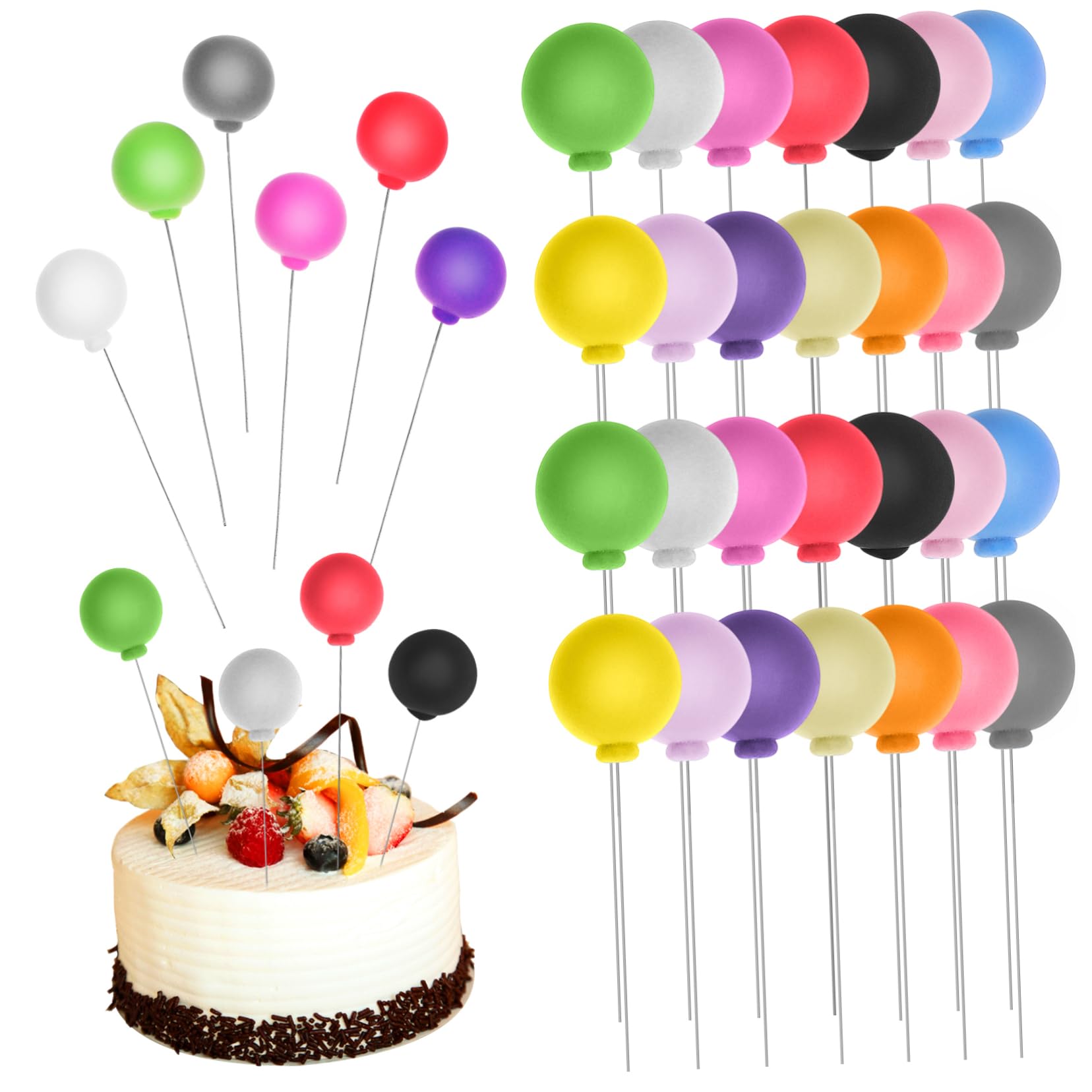 BESPORTBLE 30pièces Boules De Mousse Colorées Lot pour Décorer Petits Gâteaux Et Gâteaux pour Anniversaires Et Fêtes