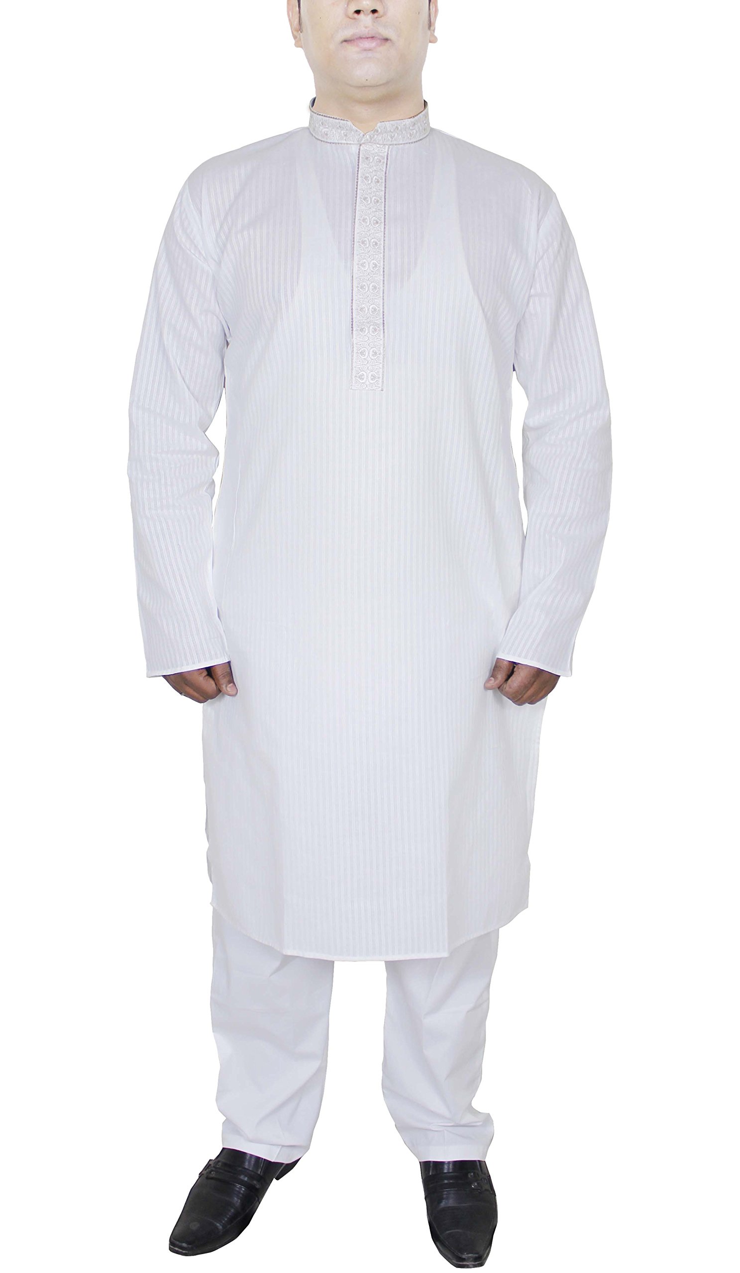 Camisa de lino para hombre en color blanco y manga larga de algodon 6