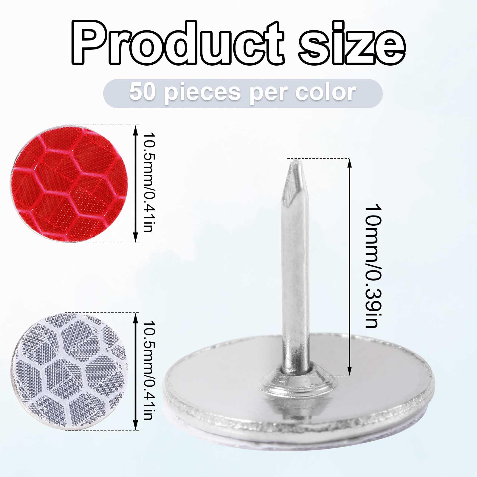 XIHIRCD 100pcs Reflective Tacks, Bright Eyes Hunting Trail Markers Glow in The Dark Tacks Trail Marking Tacks Reflective Mark Thumb Tacks for Hiking Camping Outdoor Tree Stand (White+Red)
