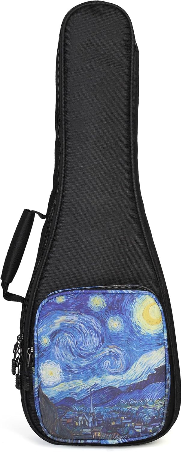 MUINS Ukulele Case,21 23 26 30 inch Ukelele Case Thicker Pad For Soprano Concert Tenor Uke (starlit sky, Baritone(Fits ukuleles 29.13-30.31 inches long))