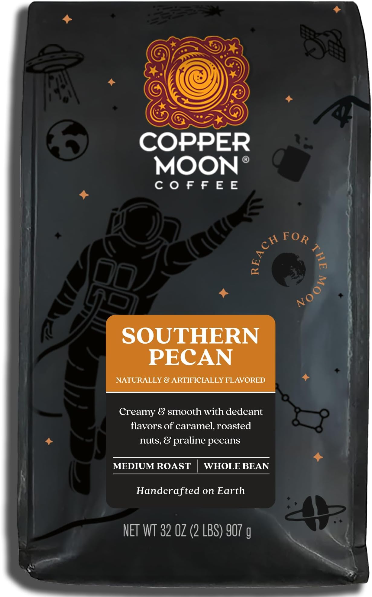 Copper Moon Medium Roast Whole Bean Coffee, Southern Pecan Blend, 2 Lb