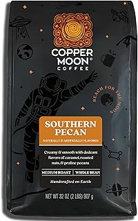 Copper Moon Whole Bean Coffee Southern Pecan Caramel 2 Pound Whole Bean Medium Roast Small Batch Coffee, Caramel and Pecan Flavored Coffee with Rich Nutty Flavor, 100% Arabica