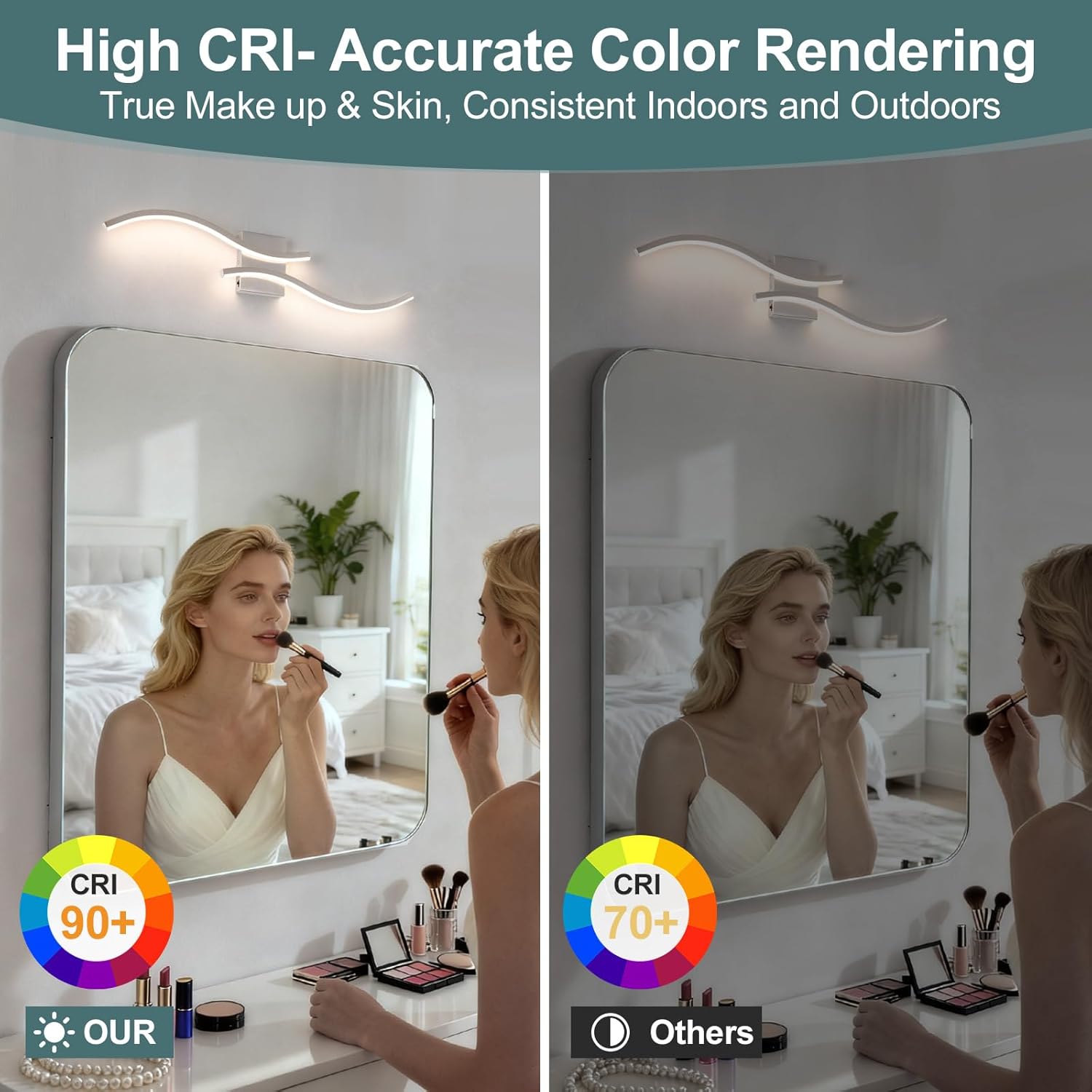 Bathroom Vanity Light Fixture, 32W 5CCT Dimmable Modern Led Bathroom Light Fixtures Over Mirror, Brushed Nickel LED Vanity Lighting Bar for Bathrooms (Brushed Nickel, 31.5inch)