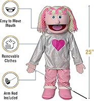 Vista 3 de Títere estilo ventrílocuo de 25 in Kimmie, color rosa chica, cuerpo entero