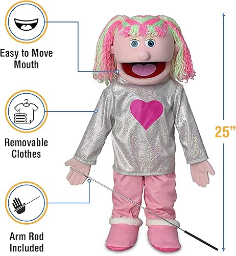 Miniatura 3 de Títere estilo ventrílocuo de 25 in Kimmie, color rosa chica, cuerpo entero