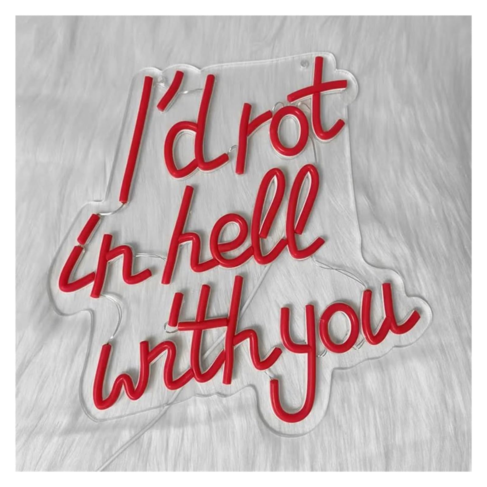 néon signe Enseigne Lumineuse I'D Rot In Hell With You Intensité Variable Alimentée Par USB Pour Fête, Maison, Bar, Club, Chambre Décoration Murale 31cmx31.5cm