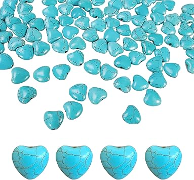 Turquoise Love Beads for Jewelry Making 200pcs 12mm Natural Semi-Precious Gemstone Loose Space Beads for Bracelets, Necklaces, Earring, DIY Handmade Crafts, Healing Stone Gifts, Garland Deco