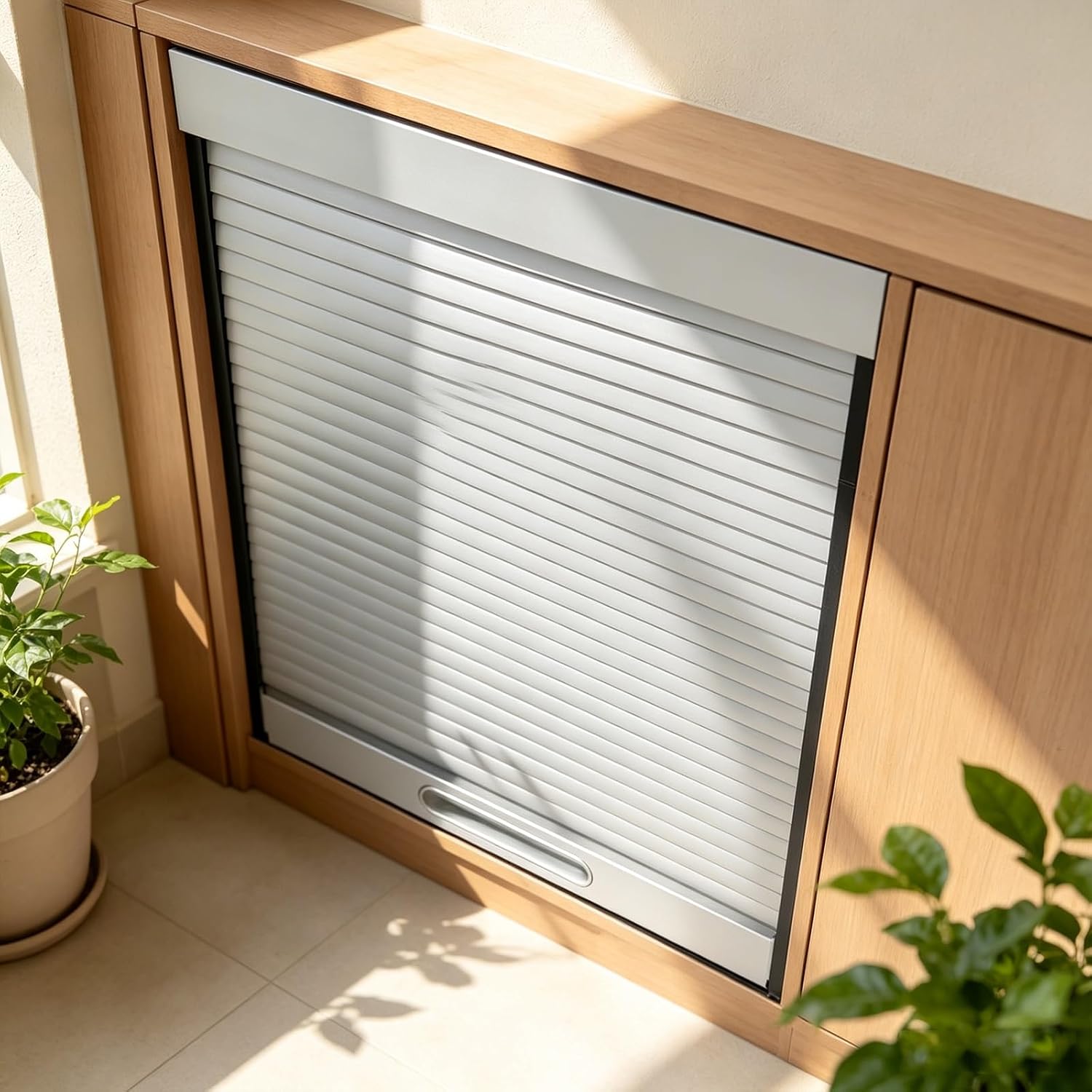 Space-Saving ABS Roll-Up Shutter Door, Retractable Tambour Cabinet Kit, Sliding Storage Door for RV, Closet, Small Kitchen (White, 32"x34") - Maximize Space & Organization