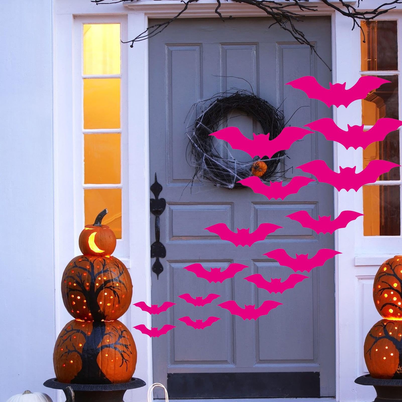 Amazon｜コウモリの壁の装飾, 16 個のピンク コウモリ壁装飾