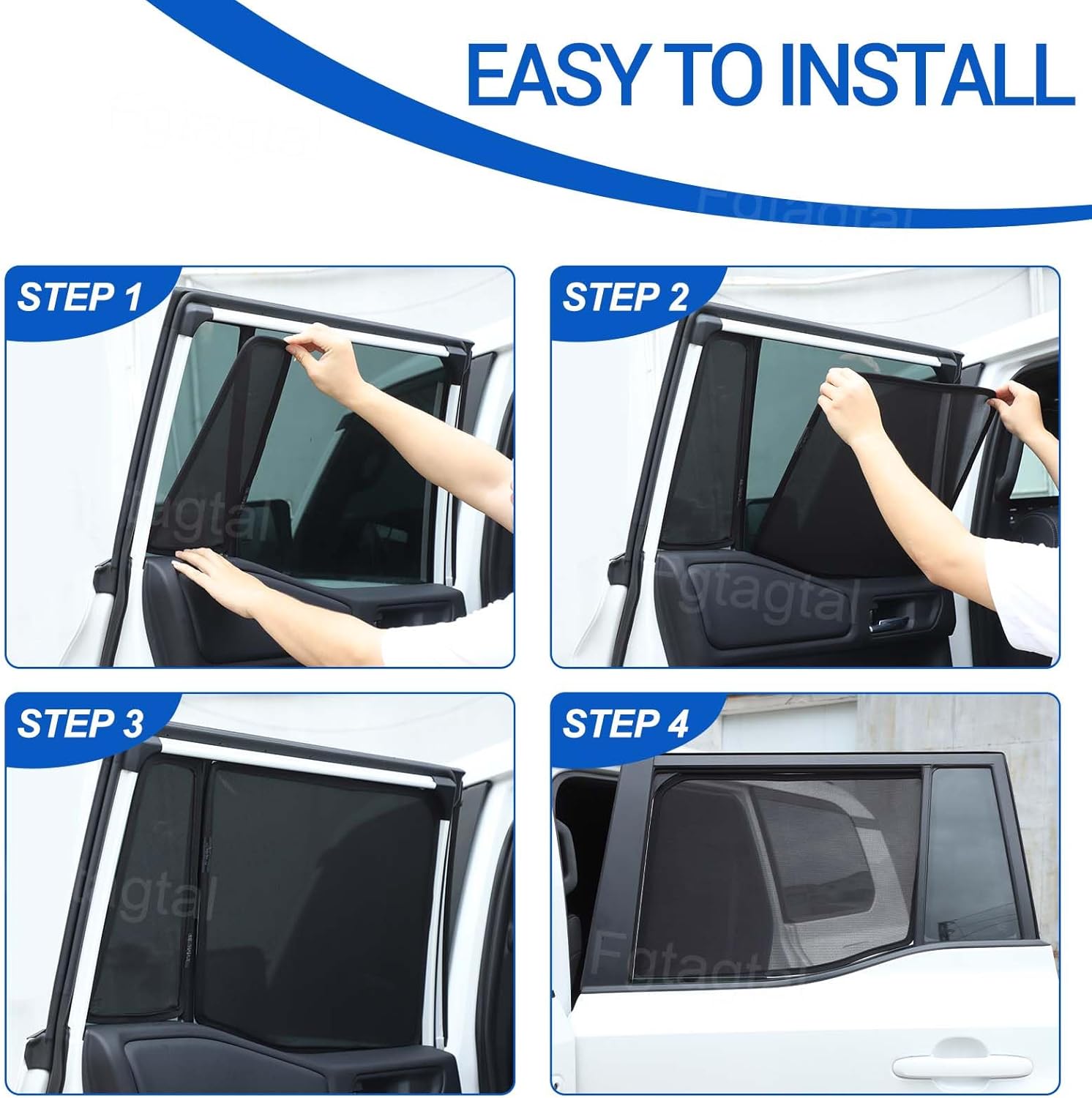 Car Rear Side Window Shades Fit for Toyota Land Cruiser 250 Prado J250 LC250 2024 2025, Back Window Screens Mesh Sun Shade Glare Shield and UV Rays Protection and Keeps Vehicle Cool, 4PCS