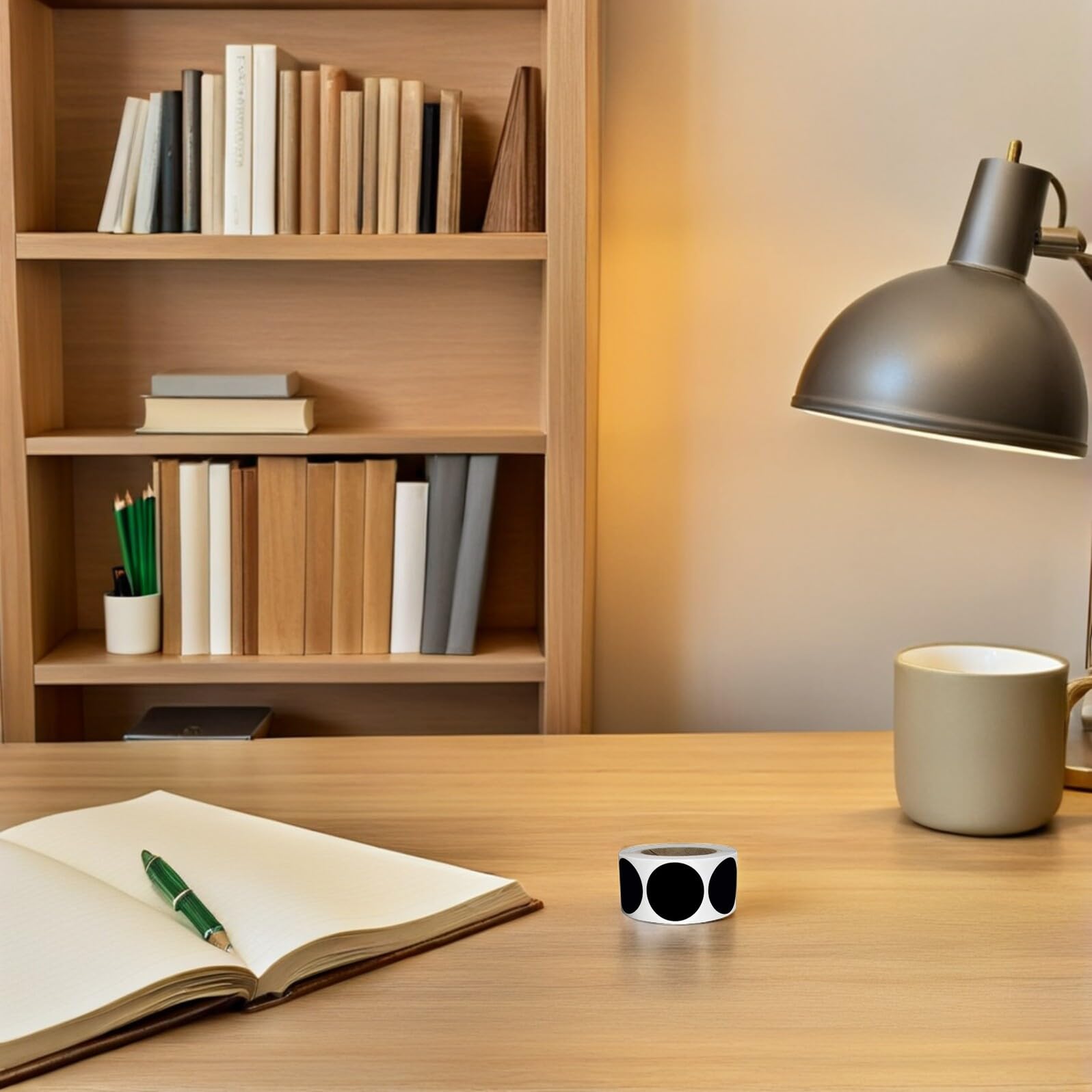 6rotoli Etichette Adesive Nere Circolari Scrivibili per Contenitori di Stoccaggio Pvc Autoadesive per Cucina Ufficio Dispensa e Scatole