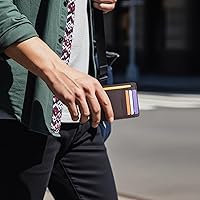 Vista 37 de Buffway - Billetera delgada minimalista de cuero con protección RFID para hombre y mujer Café Lichee