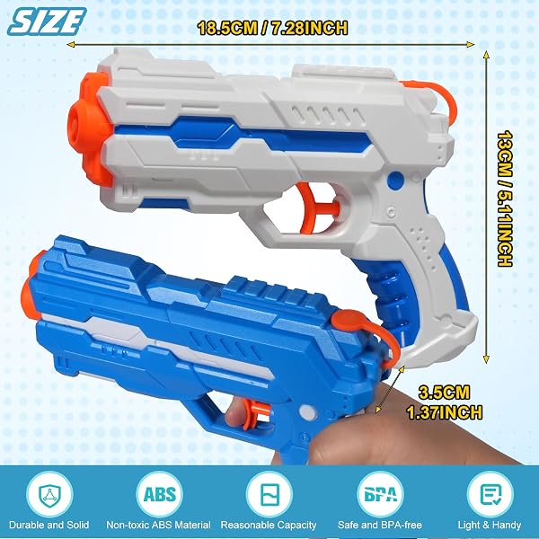 MOZOOSON 4 pistolas de agua de 180 ml para niños, pistolas de agua con alcance de hasta 6 m, pistola de pulverización de agua para niñas, fiestas de verano al aire libre, playa, piscina - 2
